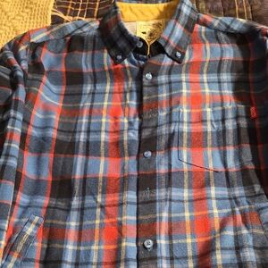 RSVLTS Blue and Red Plaid Button Down Long Sleeve Flannel Shirt